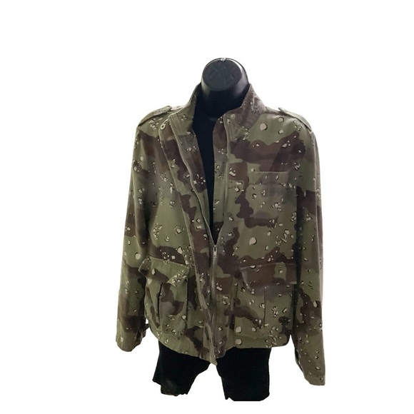 Better Be Vintage Green Brown Tan Long Sleeve Camo Jacket  Coat Size Lg - Picture 1 of 9